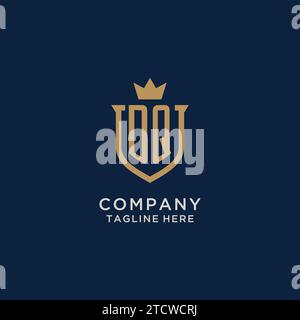 DQ initial shield crown logo vector graphic Stock Vector