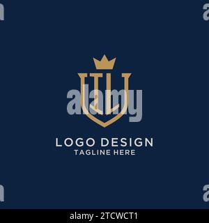 IL initial shield crown logo vector graphic Stock Vector