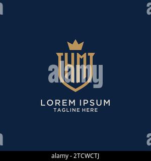 HM initial shield crown logo vector graphic Stock Vector