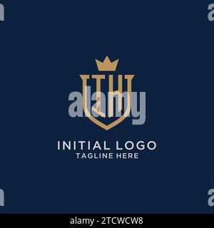 IH initial shield crown logo vector graphic Stock Vector