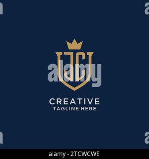 JC initial shield crown logo vector graphic Stock Vector