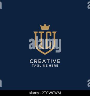 IC initial shield crown logo vector graphic Stock Vector
