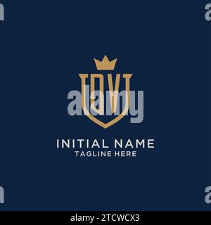 DV initial shield crown logo vector graphic Stock Vector