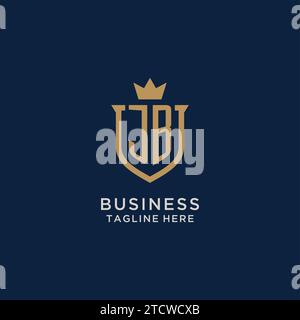 JB initial shield crown logo vector graphic Stock Vector