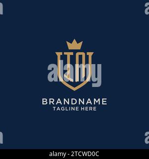 IN initial shield crown logo vector graphic Stock Vector