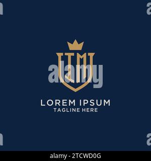 IM initial shield crown logo vector graphic Stock Vector