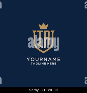 IR initial shield crown logo vector graphic Stock Vector