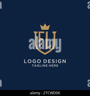 FL initial shield crown logo vector graphic Stock Vector