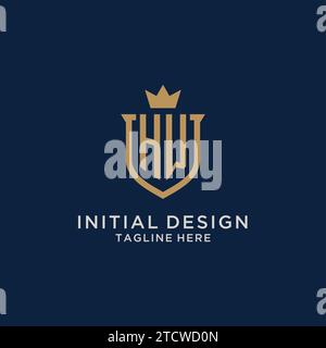 HW initial shield crown logo vector graphic Stock Vector