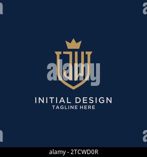JW initial shield crown logo vector graphic Stock Vector