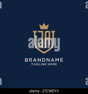 JA initial shield crown logo vector graphic Stock Vector