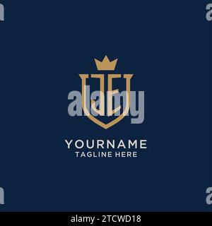 JE initial shield crown logo vector graphic Stock Vector