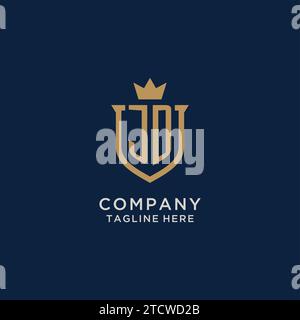JD initial shield crown logo vector graphic Stock Vector