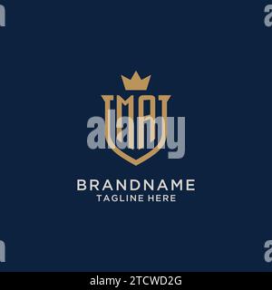 MA initial shield crown logo vector graphic Stock Vector