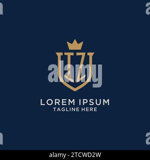 IZ initial shield crown logo vector graphic Stock Vector