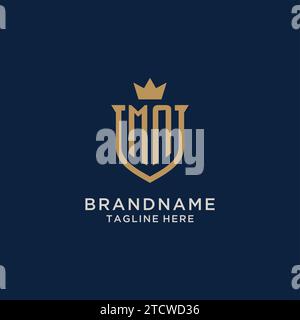 MN initial shield crown logo vector graphic Stock Vector