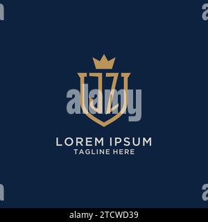 JZ initial shield crown logo vector graphic Stock Vector