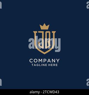 JQ initial shield crown logo vector graphic Stock Vector