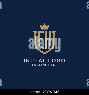 EH initial shield crown logo vector graphic Stock Vector