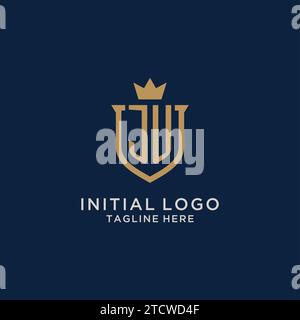 JU initial shield crown logo vector graphic Stock Vector