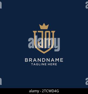 JN initial shield crown logo vector graphic Stock Vector