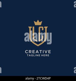 LC initial shield crown logo vector graphic Stock Vector