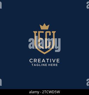 EC initial shield crown logo vector graphic Stock Vector