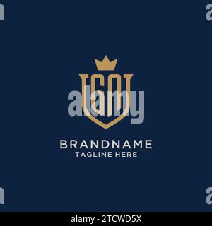 GN initial shield crown logo vector graphic Stock Vector