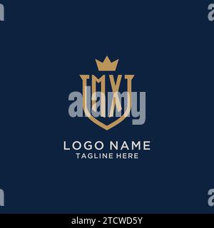 MX initial shield crown logo vector graphic Stock Vector