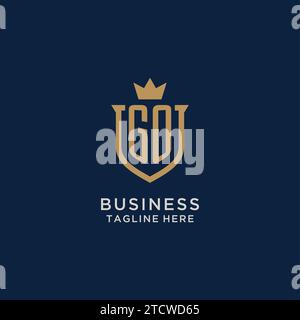 GO initial shield crown logo vector graphic Stock Vector