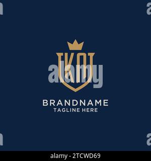 KN initial shield crown logo vector graphic Stock Vector