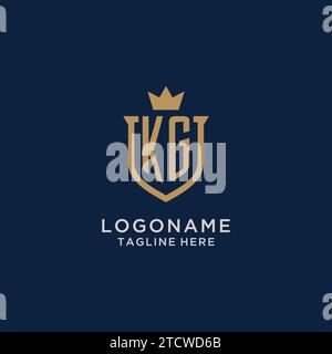 KG initial shield crown logo vector graphic Stock Vector