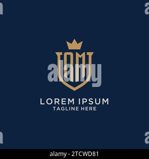 NM initial shield crown logo vector graphic Stock Vector