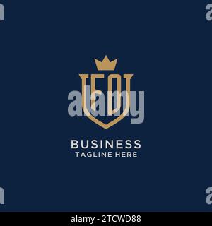 FO initial shield crown logo vector graphic Stock Vector