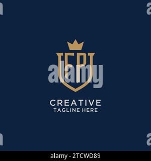 FP initial shield crown logo vector graphic Stock Vector