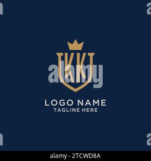 KK initial shield crown logo vector graphic Stock Vector