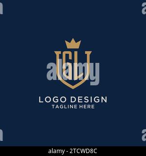 GL initial shield crown logo vector graphic Stock Vector