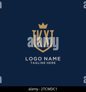 KX initial shield crown logo vector graphic Stock Vector