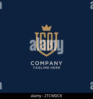 GQ initial shield crown logo vector graphic Stock Vector