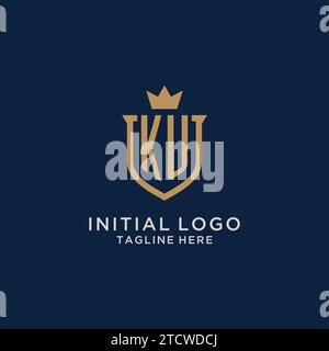 KU initial shield crown logo vector graphic Stock Vector