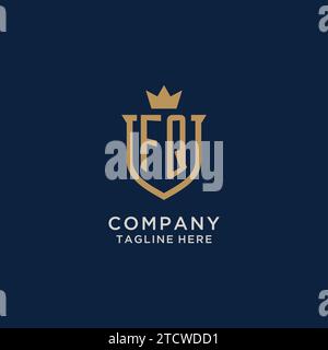 FQ initial shield crown logo vector graphic Stock Vector