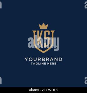 KS initial shield crown logo vector graphic Stock Vector