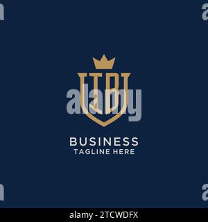 IB initial shield crown logo vector graphic Stock Vector