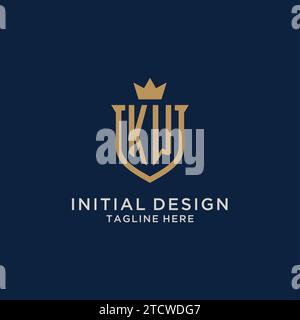 KW initial shield crown logo vector graphic Stock Vector