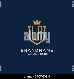 LA initial shield crown logo vector graphic Stock Vector