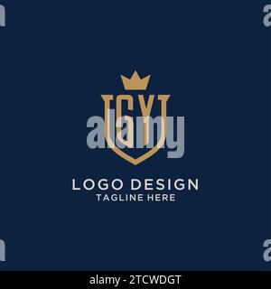 GY initial shield crown logo vector graphic Stock Vector