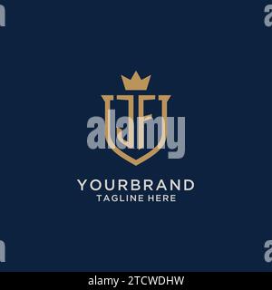JF initial shield crown logo vector graphic Stock Vector