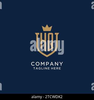 HQ initial shield crown logo vector graphic Stock Vector