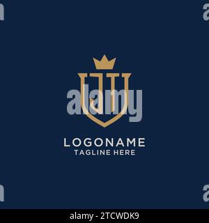JT initial shield crown logo vector graphic Stock Vector