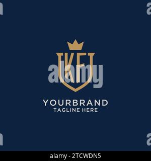 KF initial shield crown logo vector graphic Stock Vector